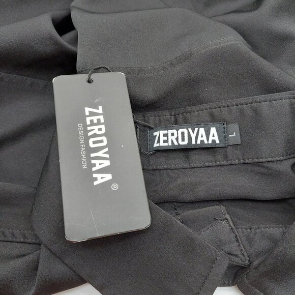 Zeroyaa Shirt Size Large Black Button Down Shirt Pink Floral Design Cowboy NWT - Picture 8 of 12